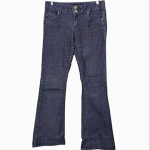 d. jeans Dark Wash Mid Rise Stretch Flare Wide Waistband Denim Jeans size 12